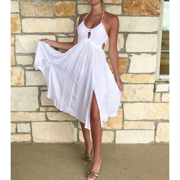 NWT Bohome white crochet cut out halter dress - Picture 2 of 12